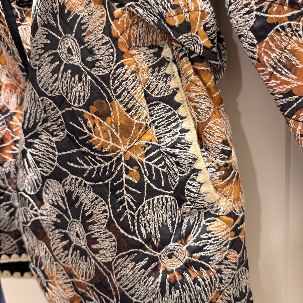 7 For All Mankind Floral Jacket - Black, White, and Orange - Picture 10 of 10